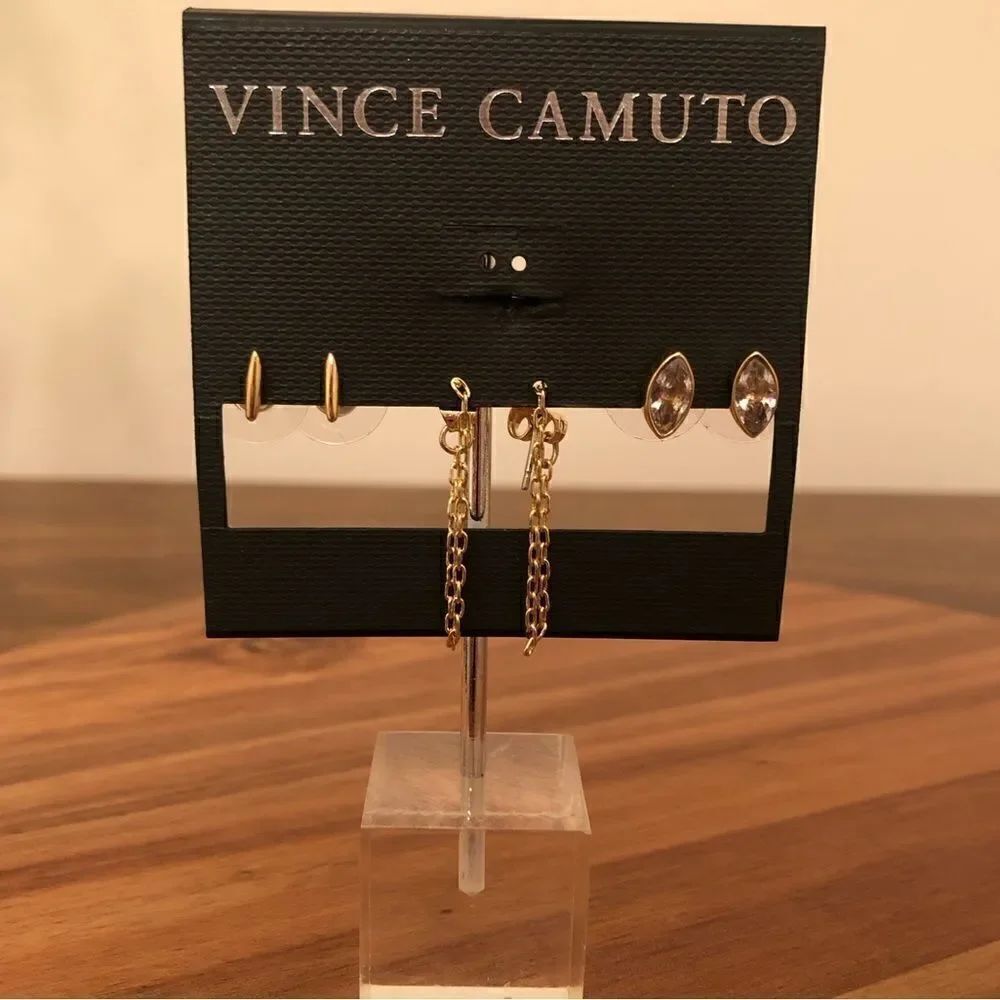 Vince Camuto | 3 Pair Earring Set | Gold Tone - Picture 2 of 2